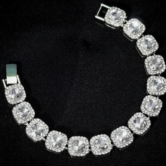 ⭐ Large 8" Iced Out Diamond Bracelet 17.00 Ctw. Chain 13mm Wide 18k White Gold ⭐ - Picture 1 of 4